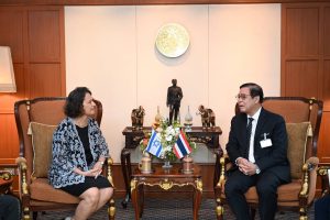H.E. Dr. Alona Fisher-Kamm, Ambassador of Israel to Thailand, met with H.E. Mr. Sihasak Phuangketkeow, Deputy Prime Minister and Minister of Foreign Affairs, for a discussion on issues concerning Israeli visitors in Thailand, as well as ways to strengthen mutual understanding and cooperation.