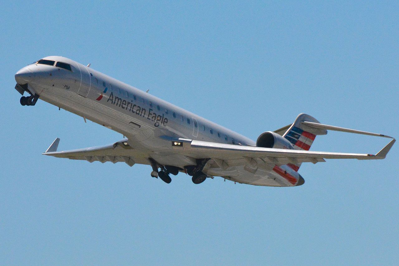 American Eagle N502AE CRJ700 at Ronald Reagan Washington National Airport (DCA), Washington DC, USA.