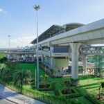 Wat Phra Sri Mahathat BTS station and its small garden used to house Anusawari Lak Si.