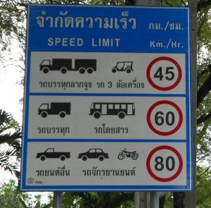 Speed limit traffic sign in Bangkok