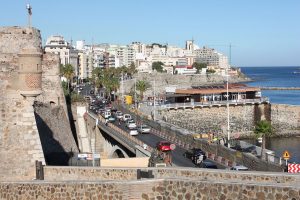 View of Ceuta, a Spanish autonomous city on the north coast of Africa. Bordered by Morocco