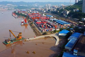 Qiulongpo Port Container Terminal in Chongqing, China