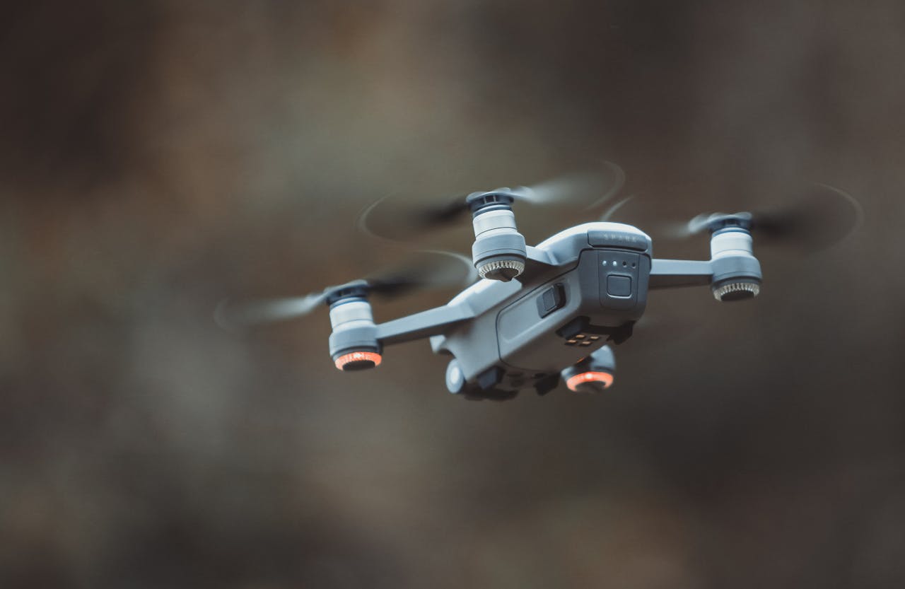 Grey Quadcopter Drone.