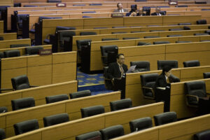 Empty desks Thai House of Representatives. Parliament of Thailand.