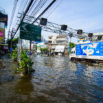Truck on a flooded street in Bangkok