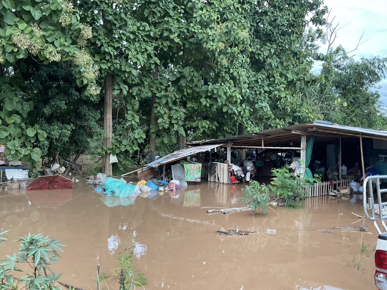 Flooded house in Chiang Rai province.