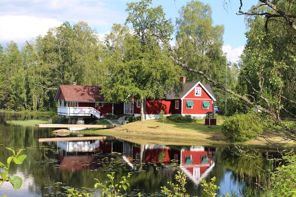 Home near a lake in Sweden