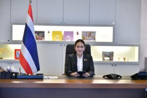 Thai Prime Minister Paetongtarn Shinawatra in her office.