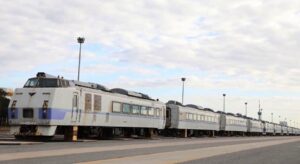 Japanese KIHA-183 train carriage and locomotive