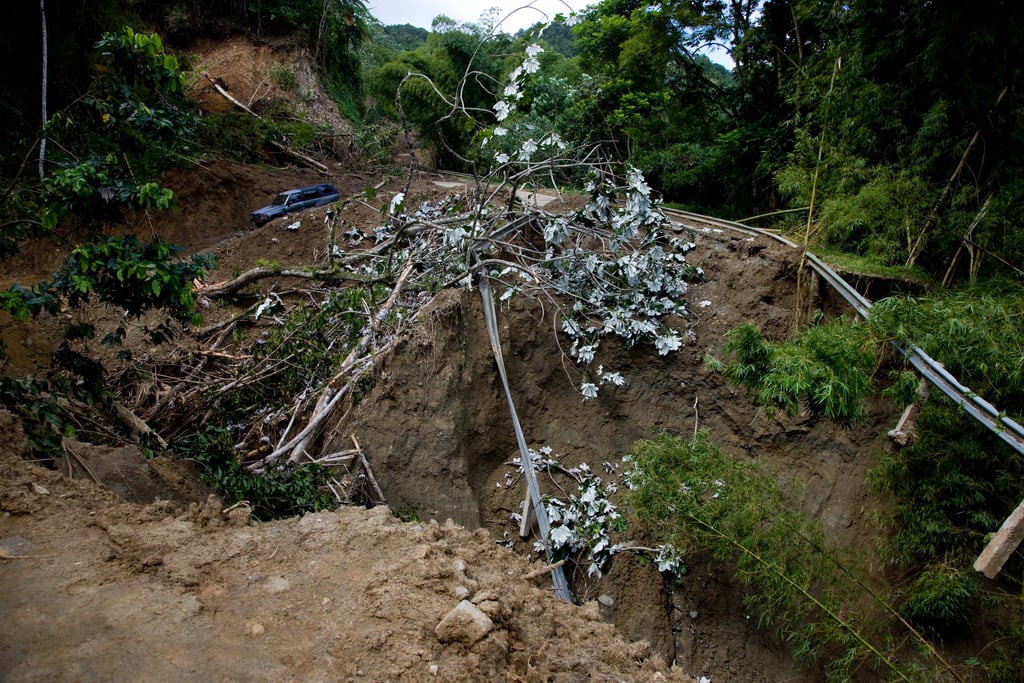 Mudslide/landslide following recent flooding.