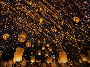 Lanna Lantern festival of light in Lamphun, Thailand.