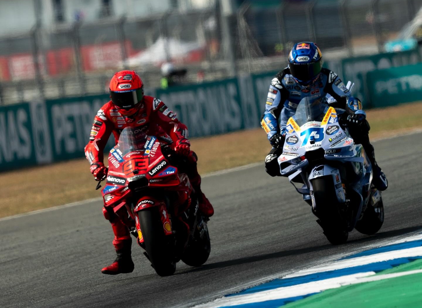 Brothers Marc Marquez and Alex Marquez during the Thailand Grand Prix at the Chang circuit in Buriram.