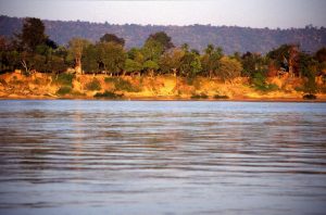 The Mekong River in Nong Khai, Thailand, viewed from Vientiane, Laos