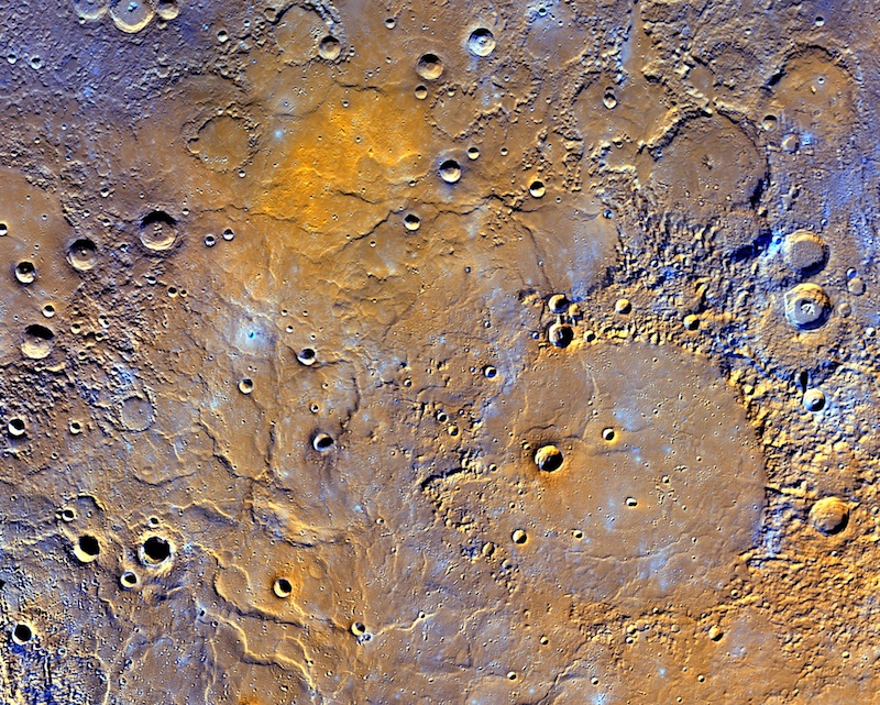 A view of Mercury’s northern volcanic plains. Credits: NASA/JHUAPL/Carnegie Institution of Washington.