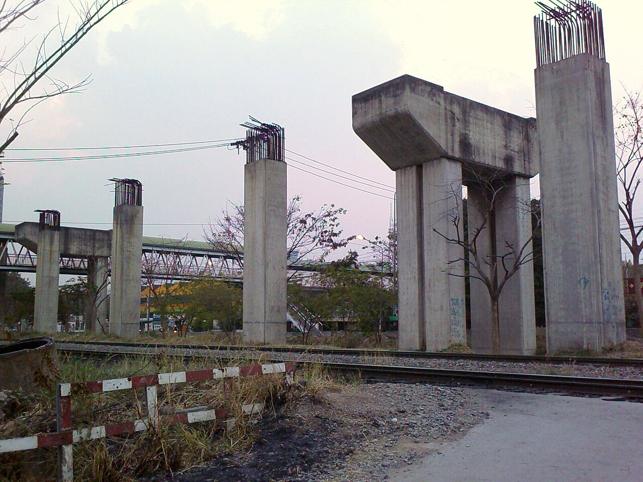 Pillars of a highway under construction in Thailand.