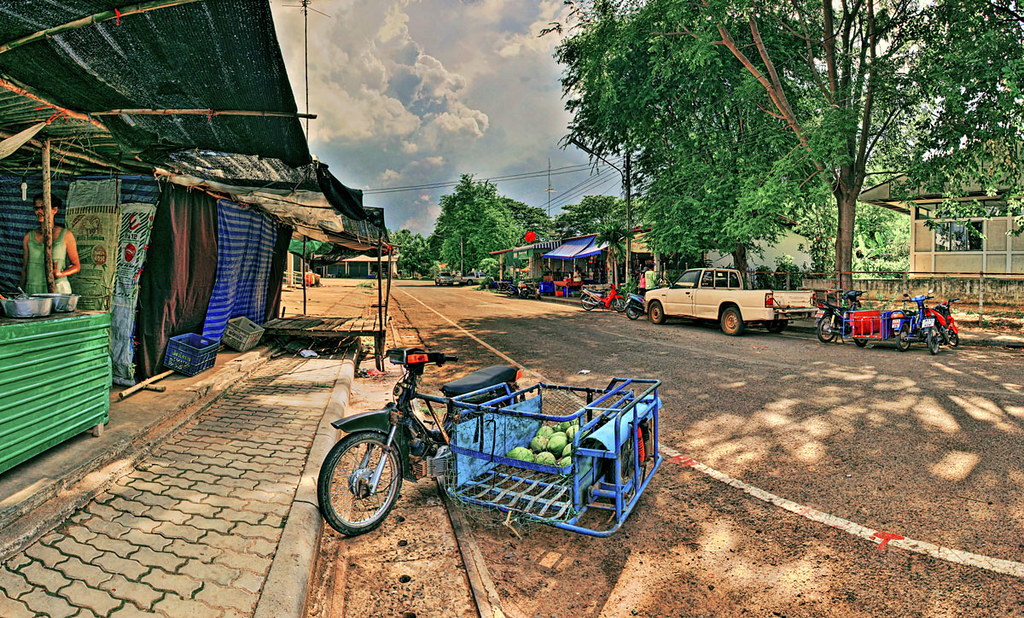 Sidecar parked at Neighborhood Market in Buriram.