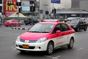 Old Nissan Tiida taxi-meter in Bangkok