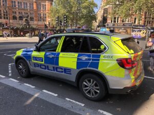 UK police car in London.