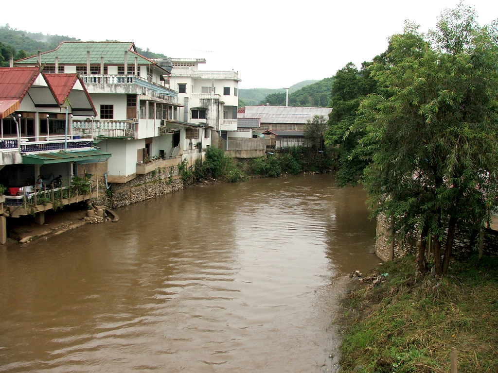 Sai River in Mae Sai, Chiang Rai, on the Thai-Myanmar border.