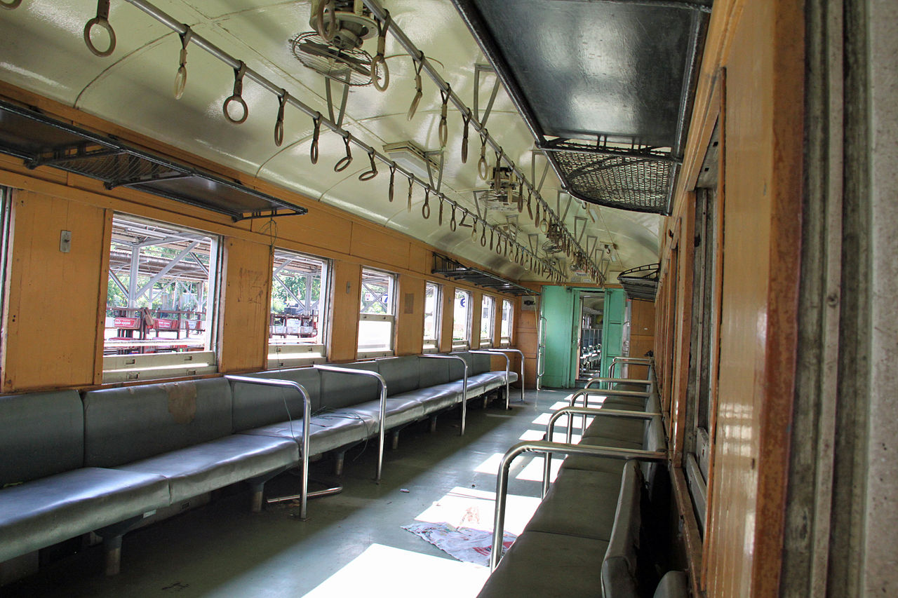 State Railways Thailand train carriage 3rd class Interior.