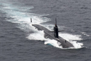 The Los Angeles-class fast attack submarine USS Key West (SSN 722) during a exercise with U.S. Navy and Royal Thai Navy ships as part of Exercise Guardian Sea