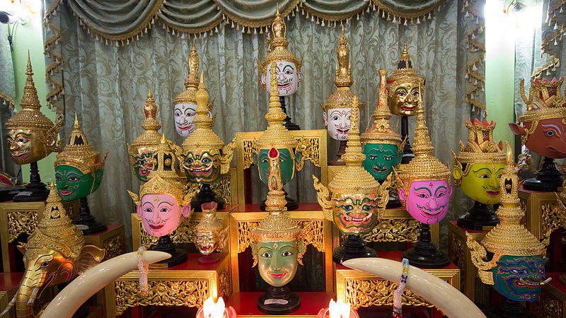 Traditional masks at Wat Tha Ga Rong in Ayutthaya
