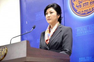 former Thai PM Yingluck Shinawatra speaking