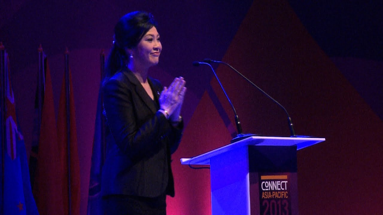 Former Thai Prime Minister Yingluck Shinawatra during a conference