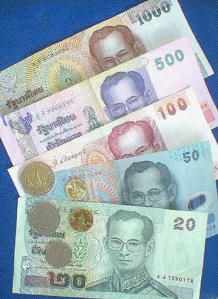 Thai baht bills.